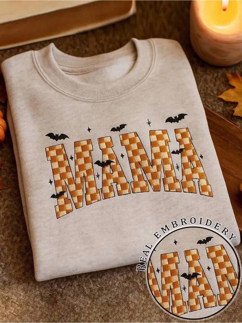 Mama Checkerboard Embroidered Crewneck